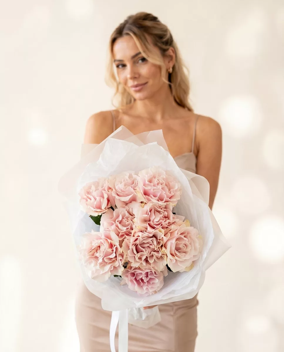 Bouquet of 9 delicate French roses