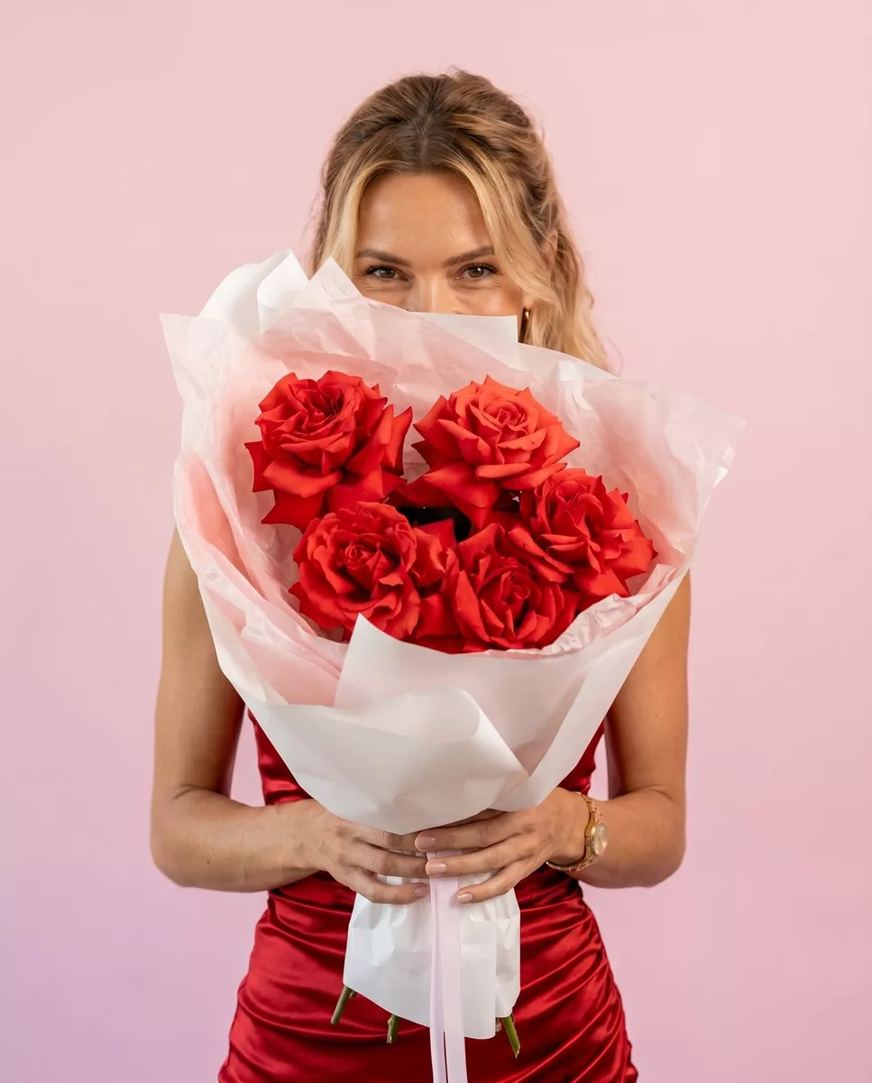 Bouquet of 5 red French roses