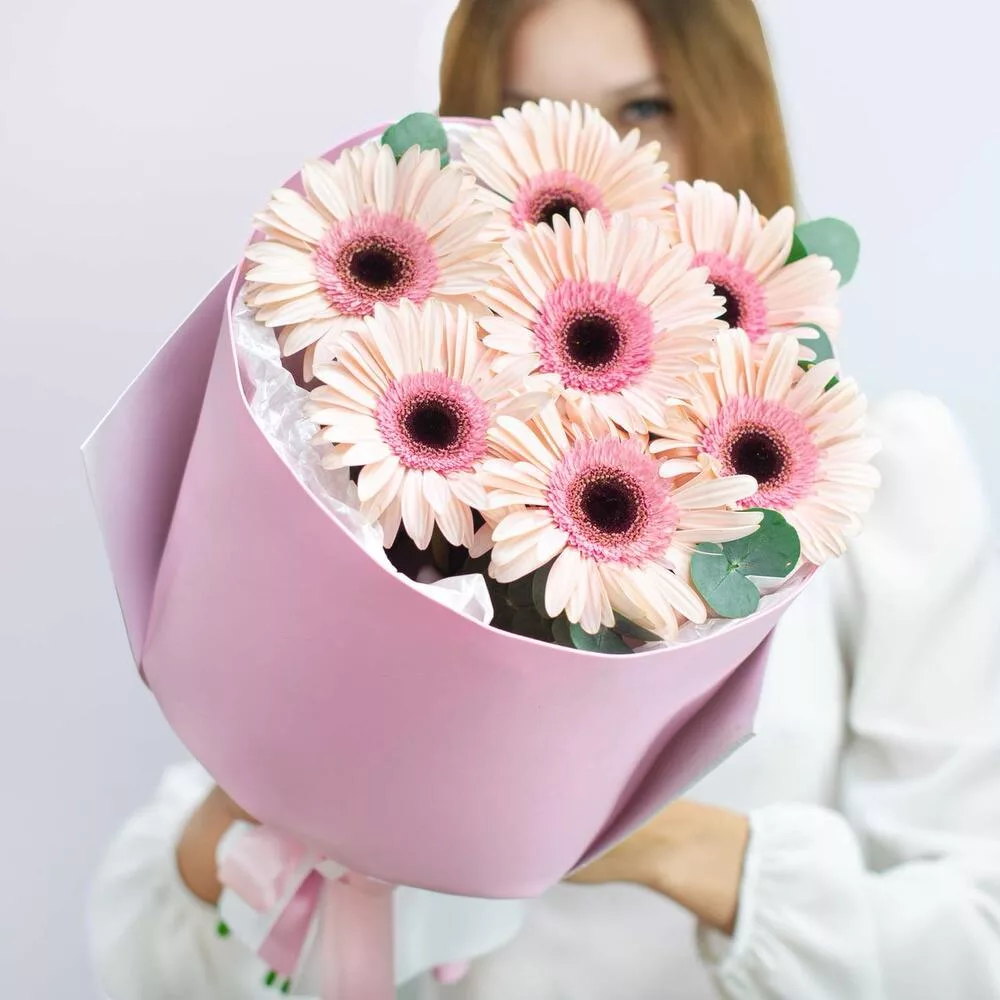 Bouquet of 7 pink gerberas