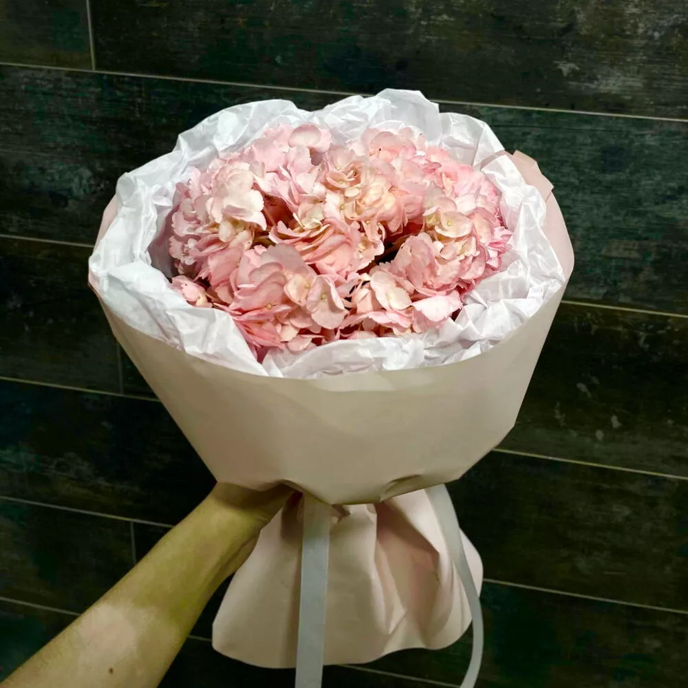 Bouquet of 2 pink hydrangeas