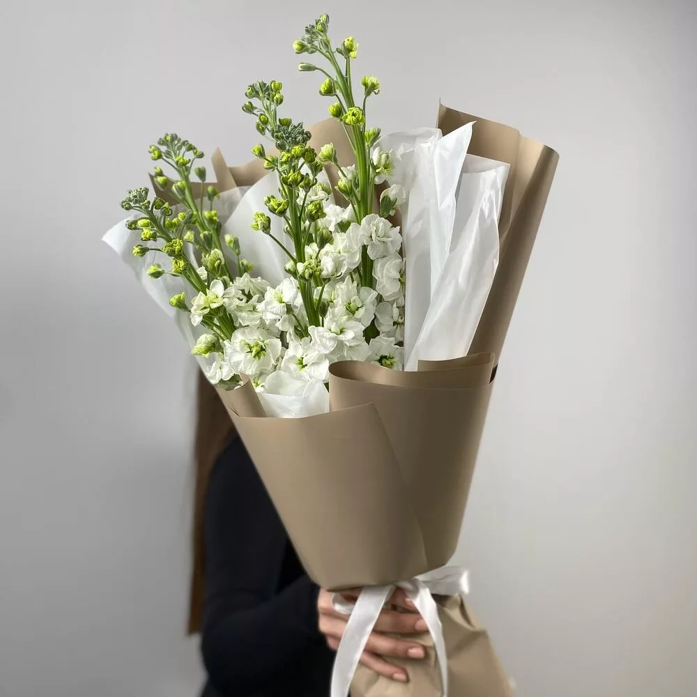Bouquet of 5 white matthiola