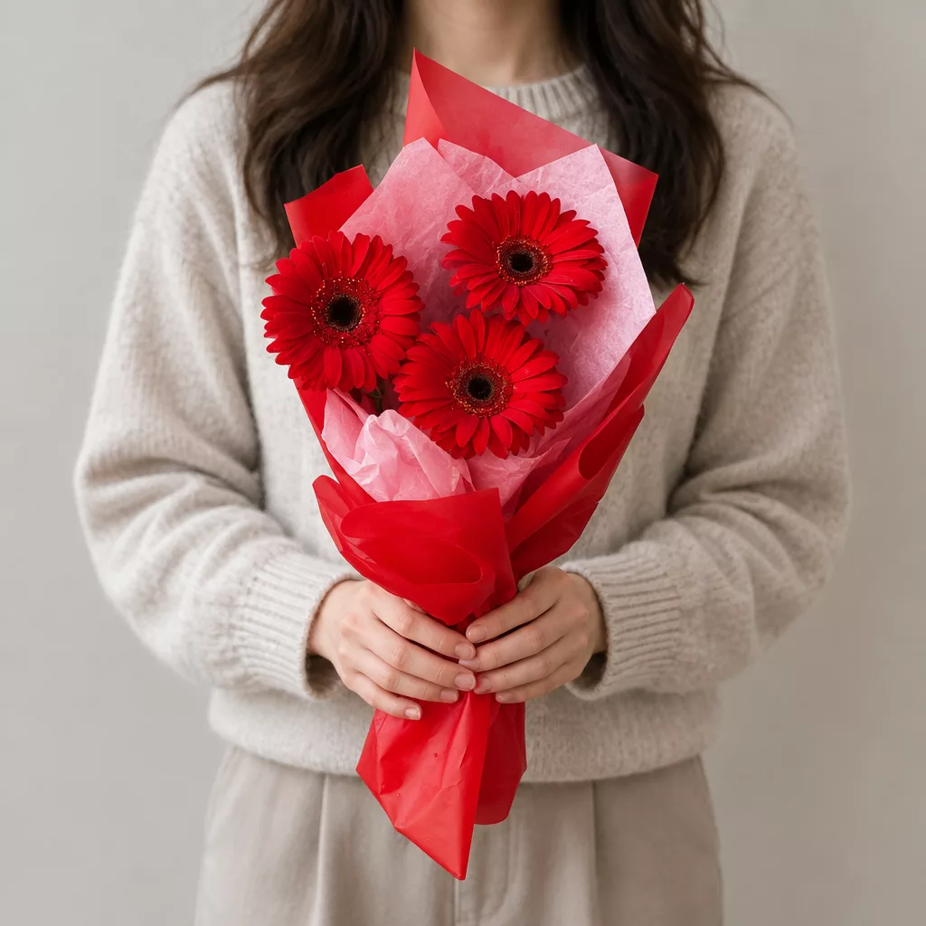 Bouquet of 3 red gerberas