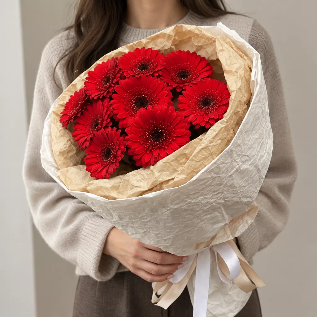 Bouquet of 9 red gerberas