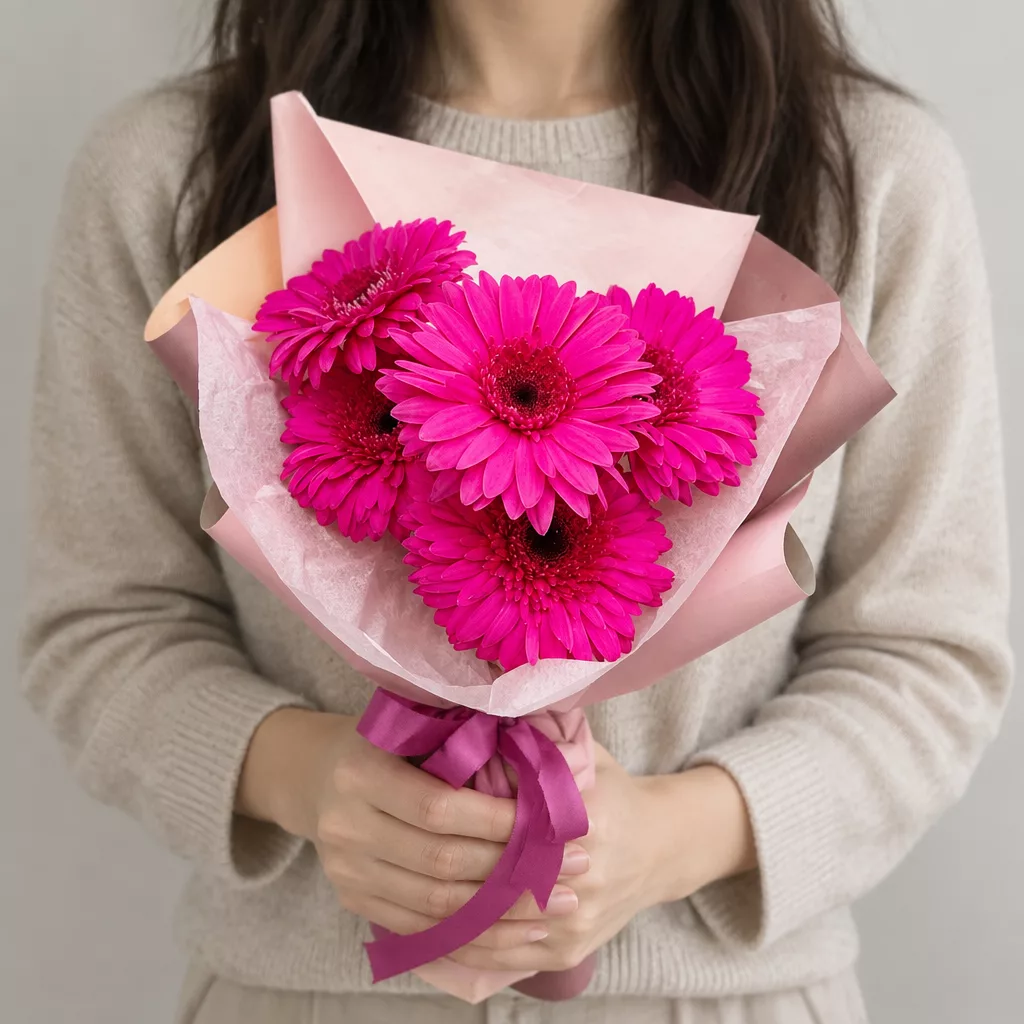 Bouquet of 5 pink gerberas