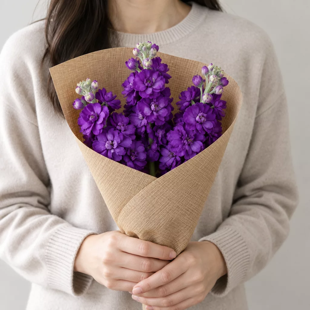 Bouquet of 3 purple matthiola
