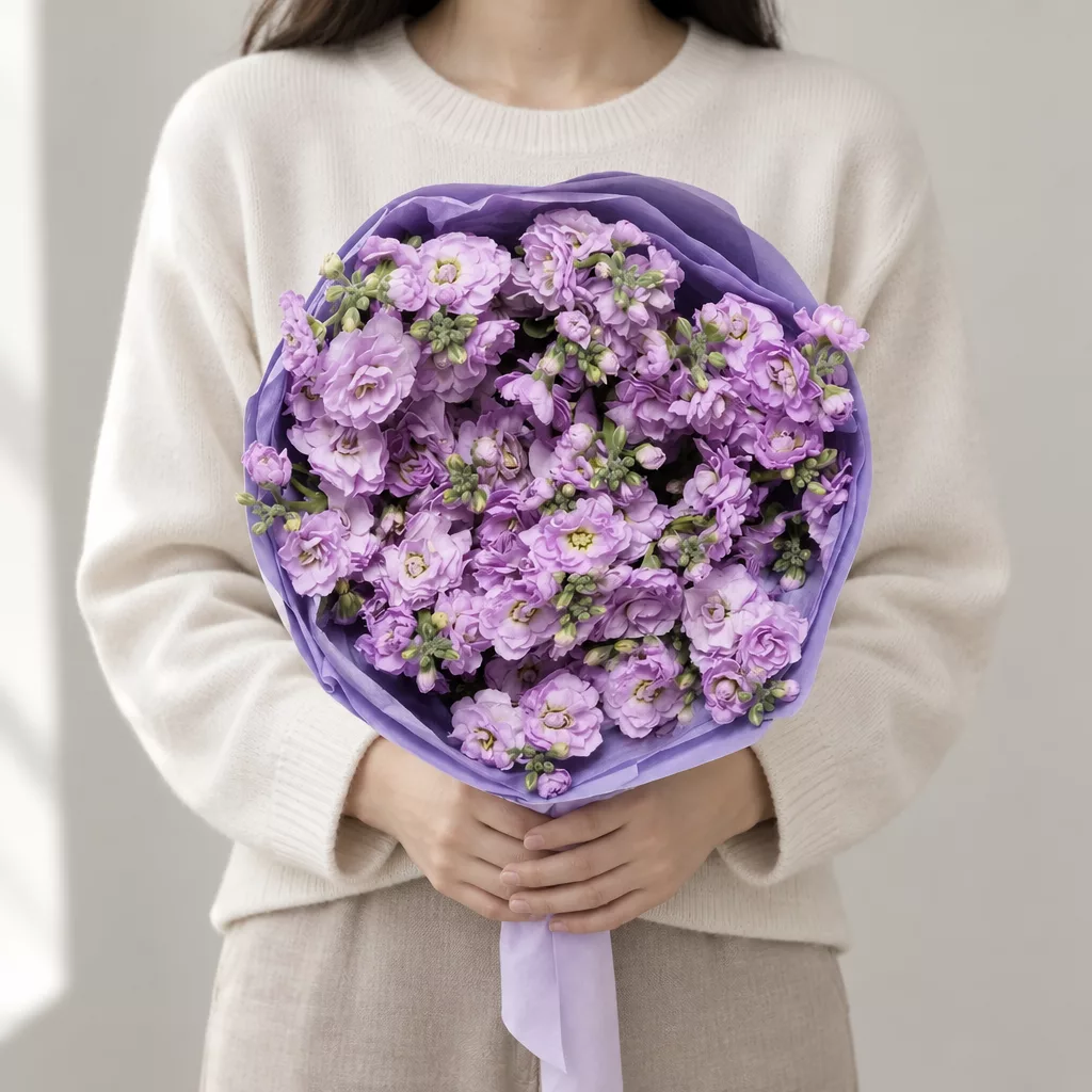 Bouquet of 5 purple matthiola