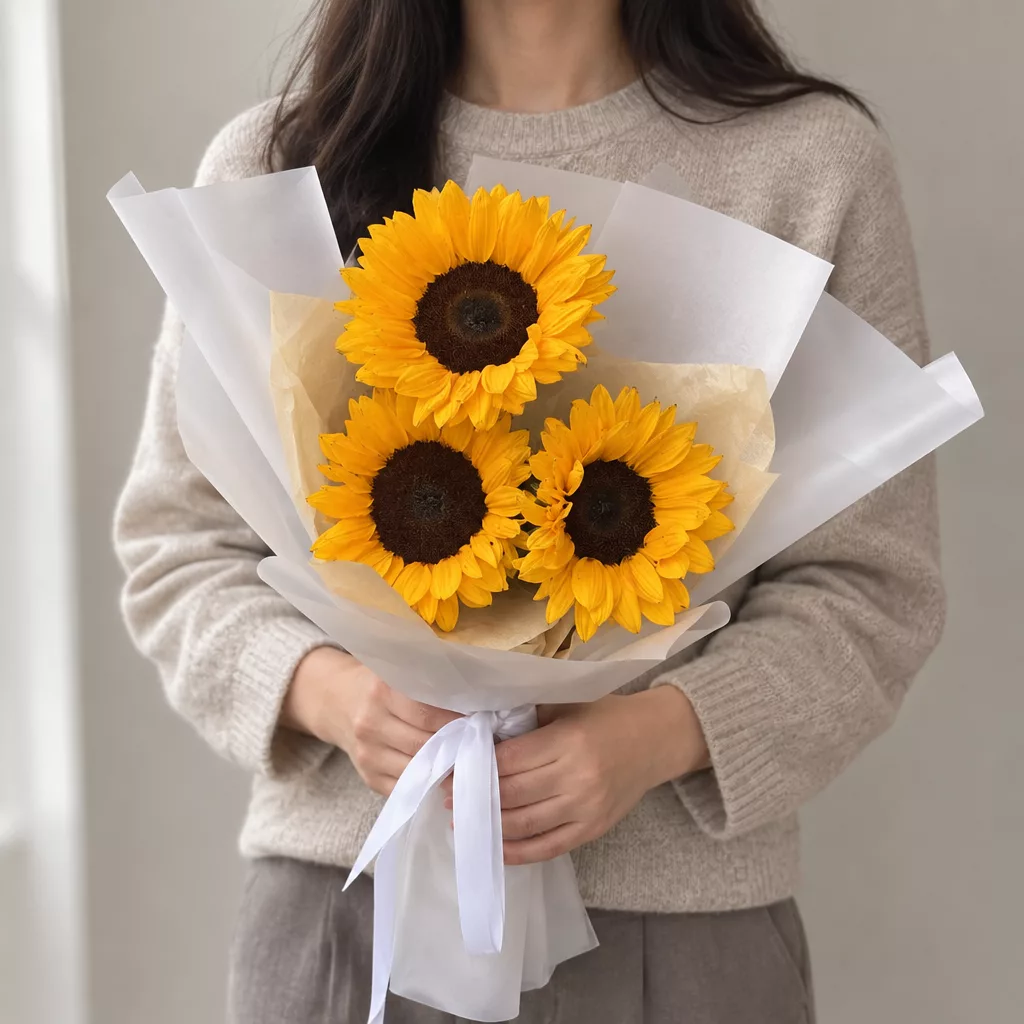 Bouquet of 3 red sunflowers
