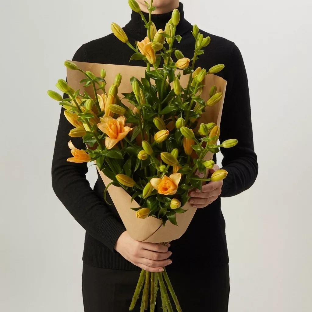 Bouquet of 10 orange lilies