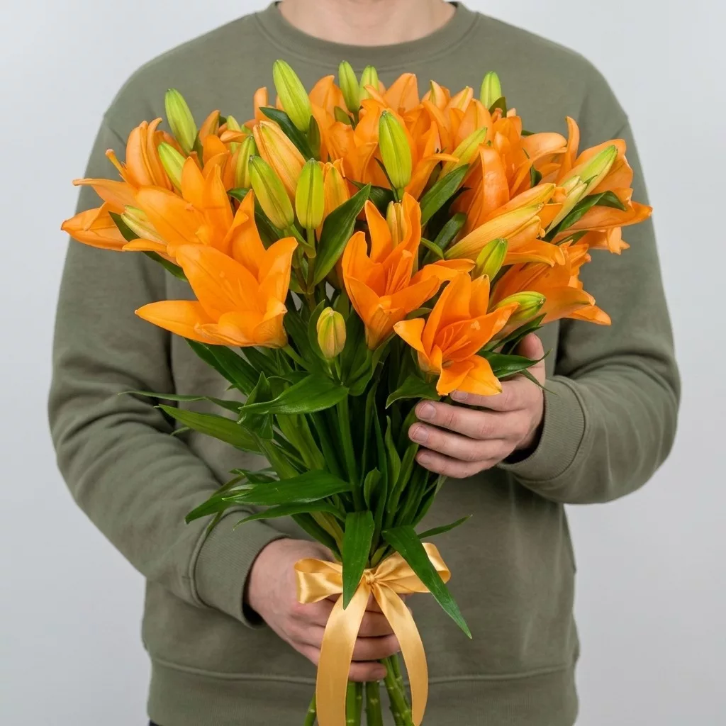 Bouquet of 9 orange lilies