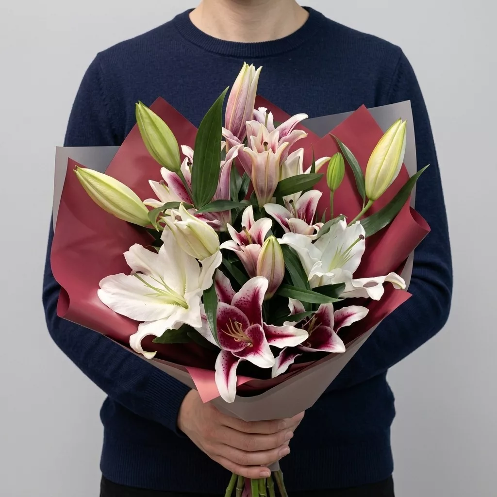 Bouquet of 5 lilies mix