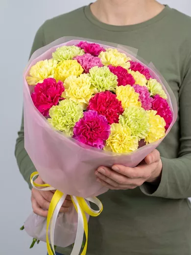 Букет живых цветов из 30 диантусов микс — доставка в Льейде