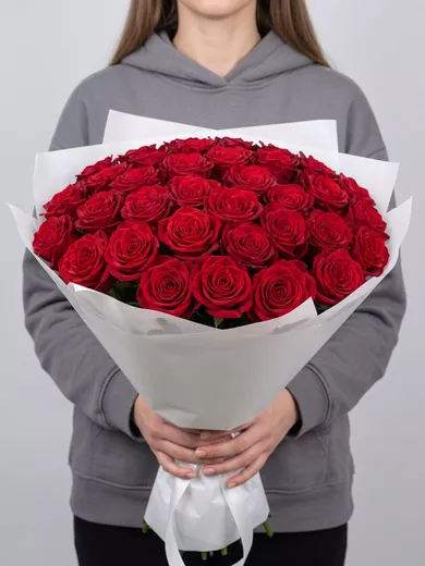 Букет живых цветов из 41 красной розы, Эквадор, 50 см — доставка в Льейде