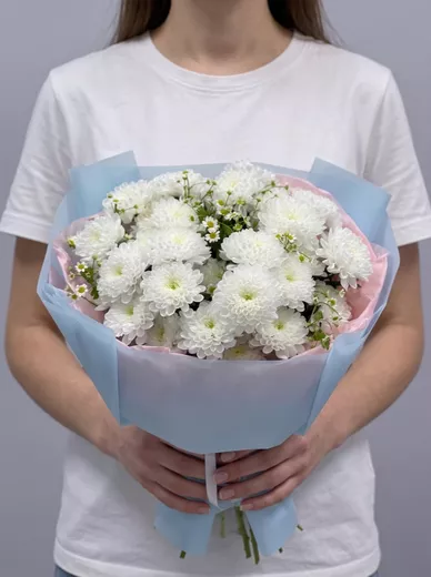 Сборный букет из 6 хризантем и 3 ромашек